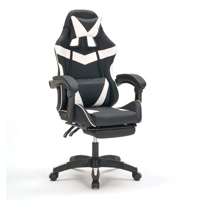 A9937 ΜΑΥΡΟ/ΛΕΥΚΟ PVC ΠΟΛΥΘΡΟΝΑ GAMING/ΜΕ ΥΠΟΠΟΔΙΟ 64X59X43-112/53-125εκ.